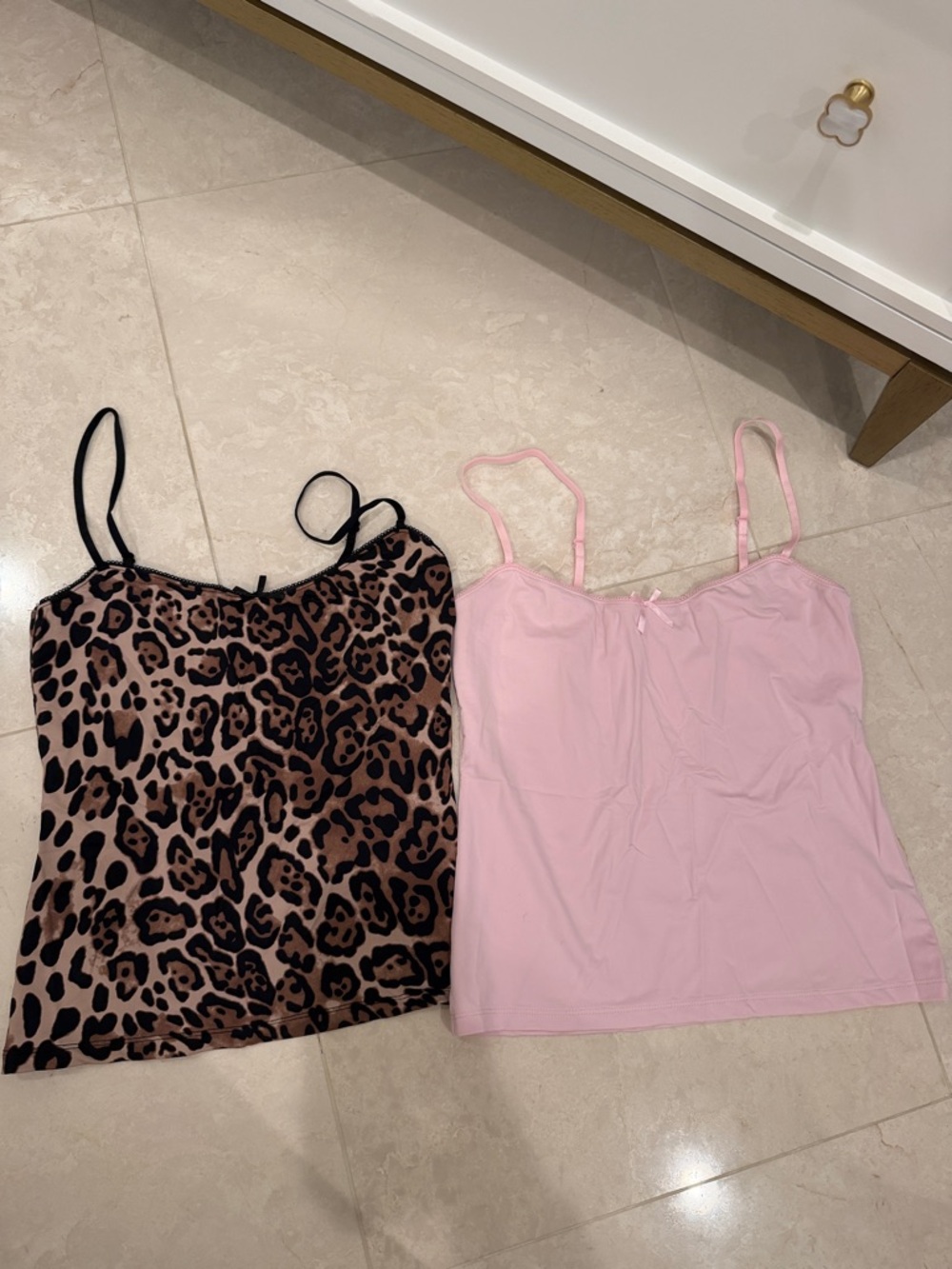Zara Leopard Print and Pink Cami Tops - Sleeveless Women’s Tanks